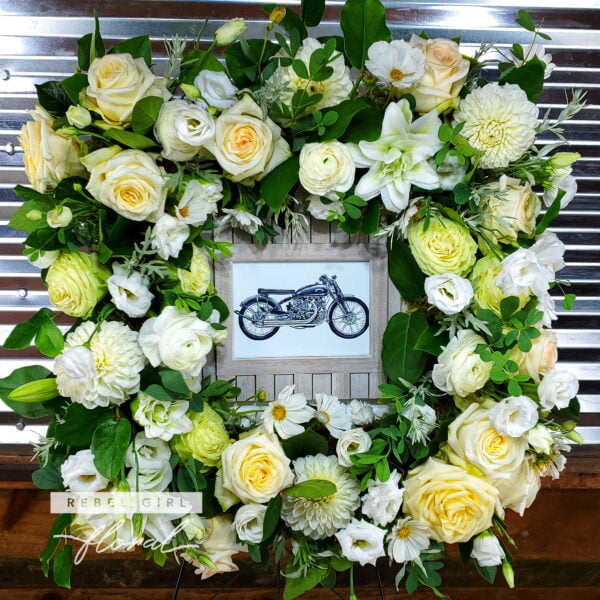 Heart Shaped Funeral Wreath of yellow and White Flowers