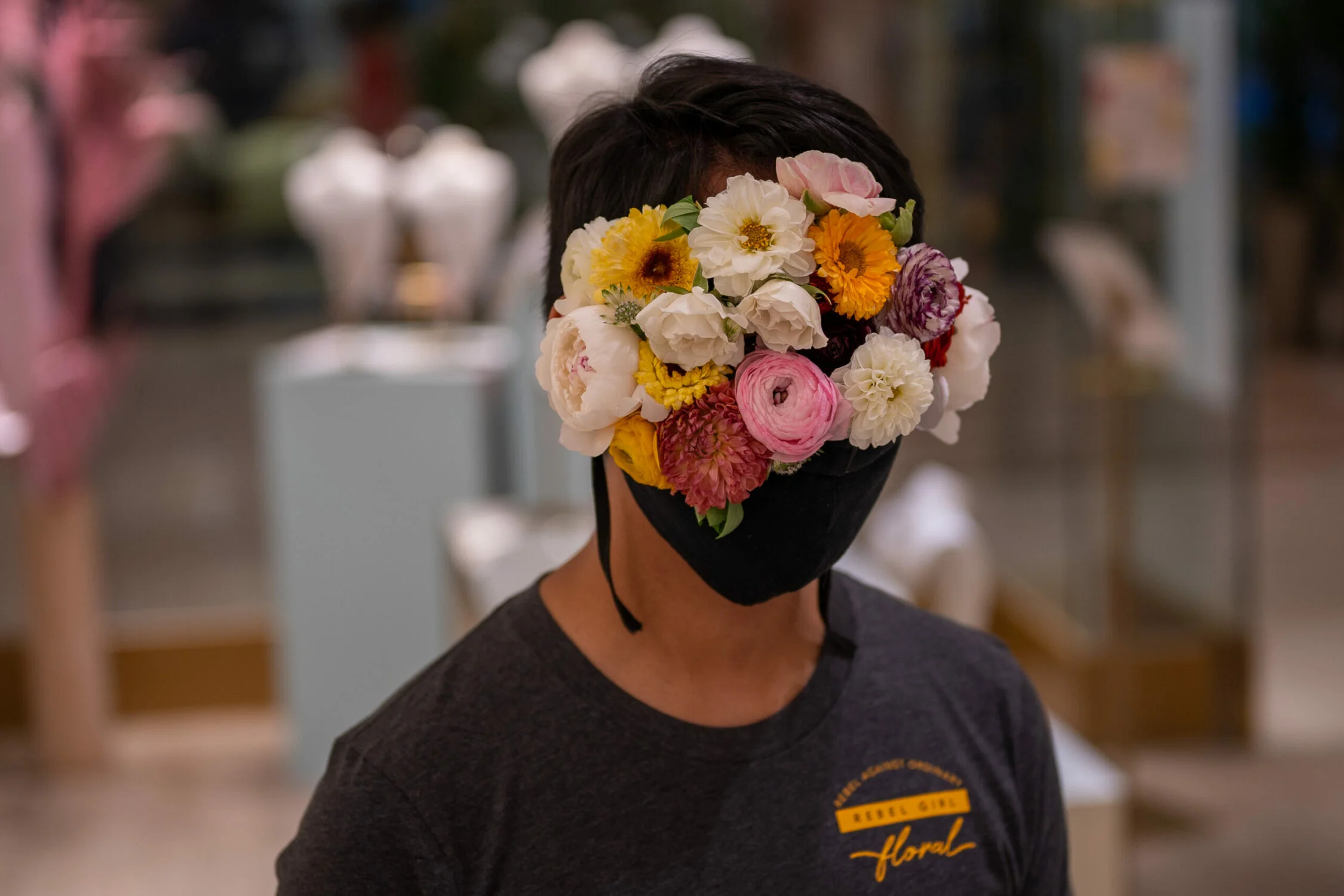 Floral Mask at a Rebel Girl Floral event hosted by Kendra Scott