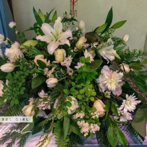 Funeral Casket Spray - White Flowers