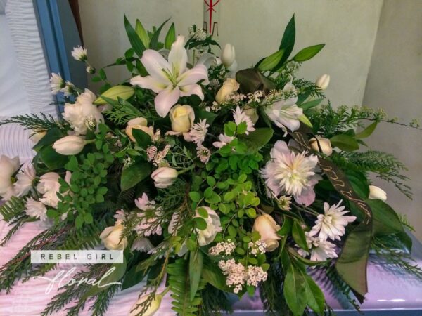 Funeral Casket Spray - White Flowers