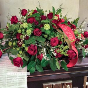 Funeral Casket Spray - Regal Red Roses