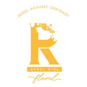 Rebel Girl Floral - Rebel Against Ordinary Logo of Gold and White