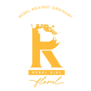 Rebel Girl Floral - Rebel Against Ordinary Logo of Gold and White