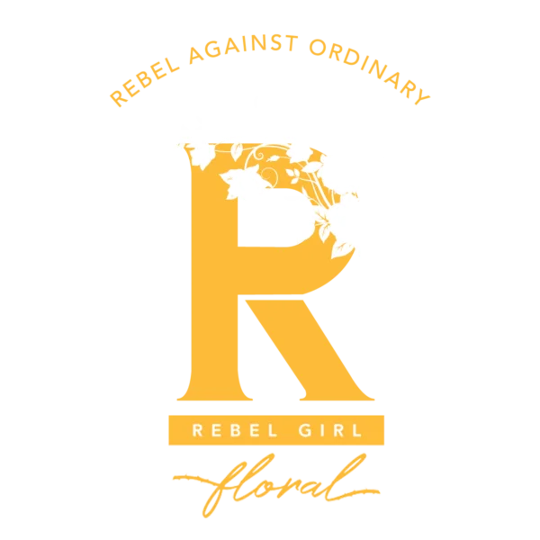 Rebel Girl Floral - Rebel Against Ordinary Logo of Gold and White